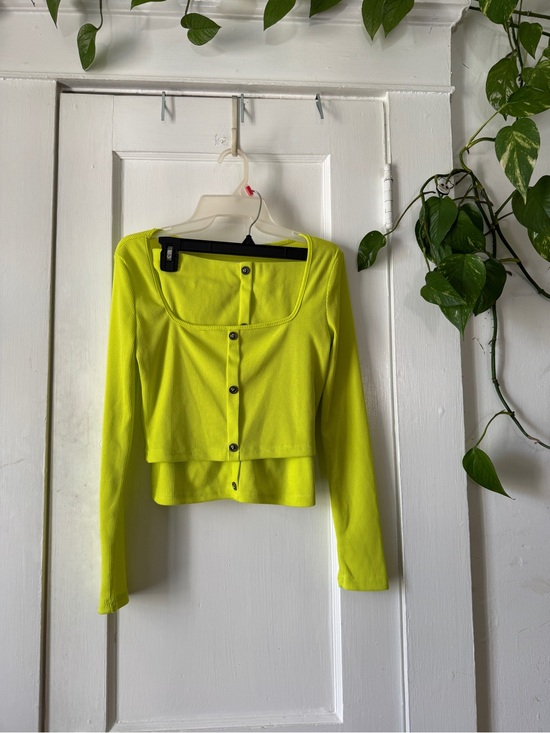 Dresses & Skirts - Women’s Neon Lime Long Sleeve Button-Front Top & matching skirt set